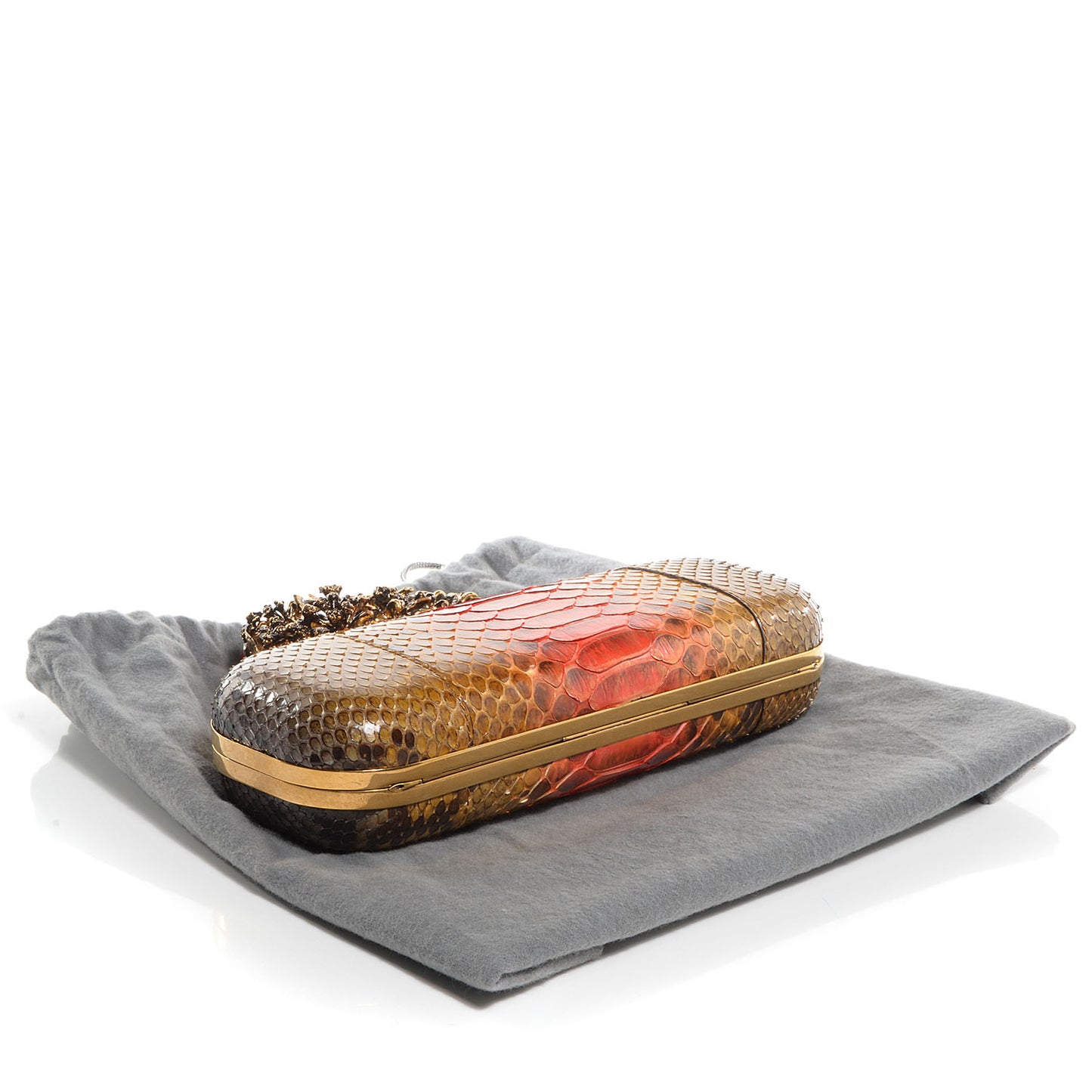 Python Knuckle Box Clutch Brown