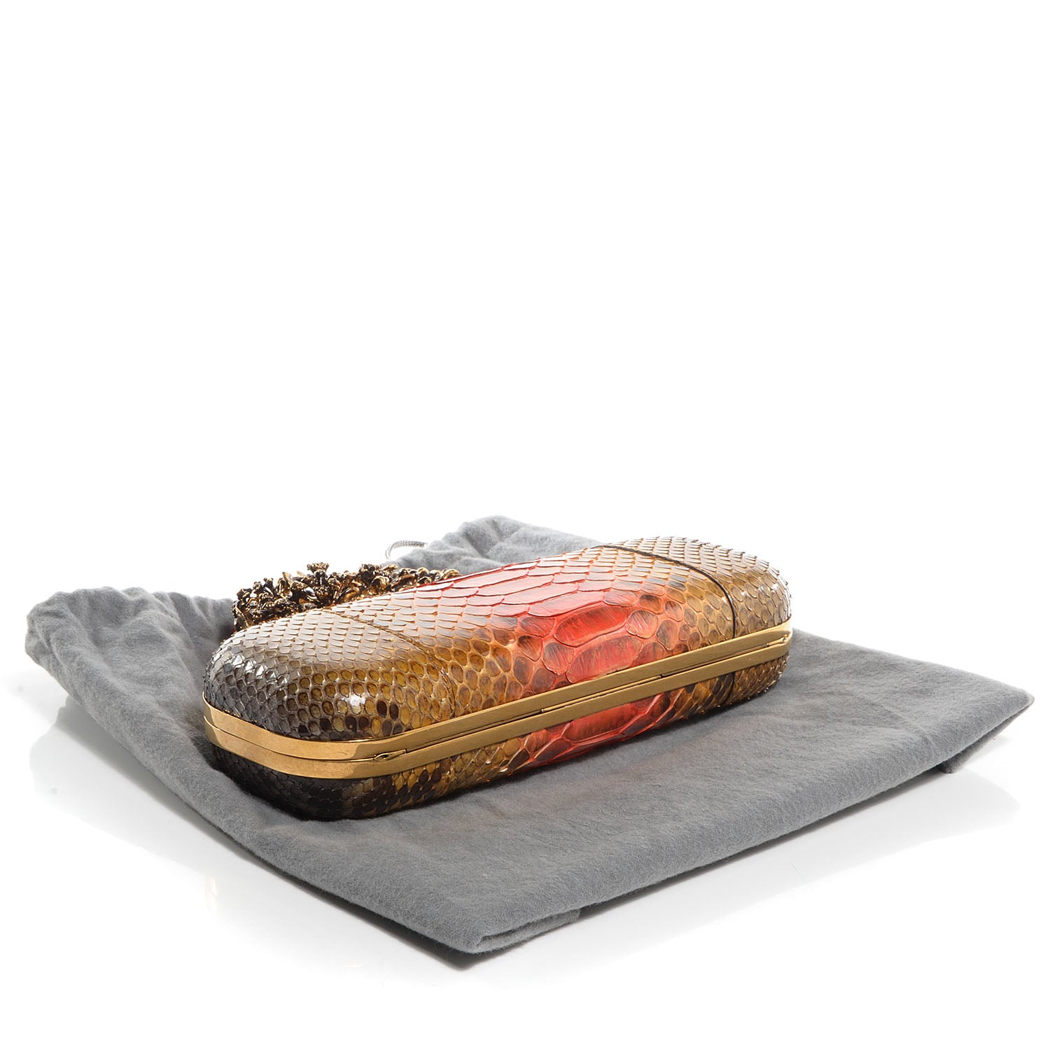 Alexander McQueen Python Knuckle Box Clutch Brown 4 of 6