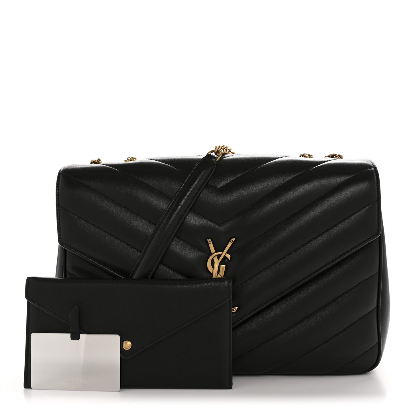 Lambskin Chevron Quilted Large Loulou Black