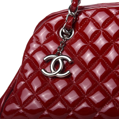 Chanel Patent Quilted Medium Just Mademoiselle Bowling Bag Red 16 of 16