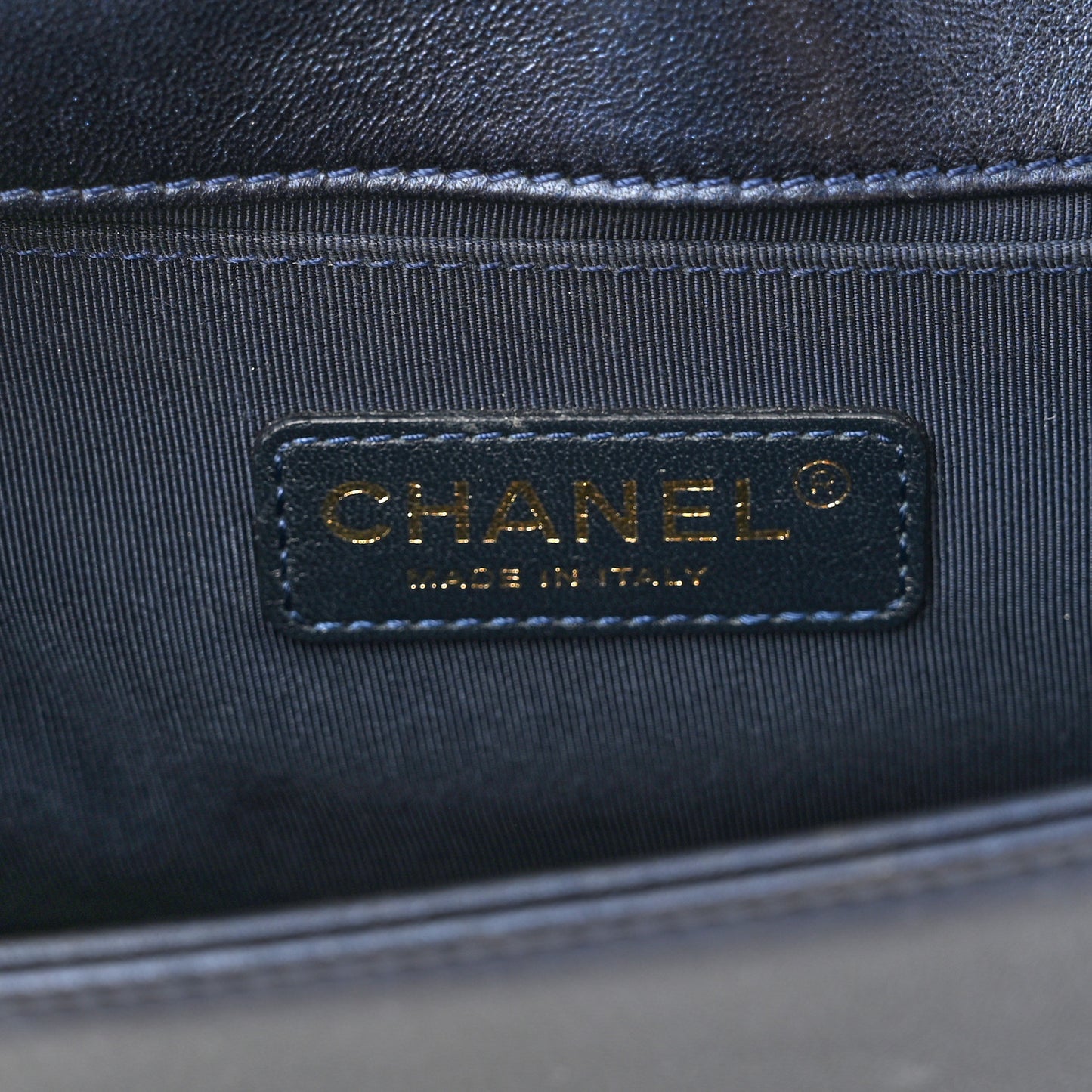 Lambskin Embossed Medium Boy Cube Flap Navy
