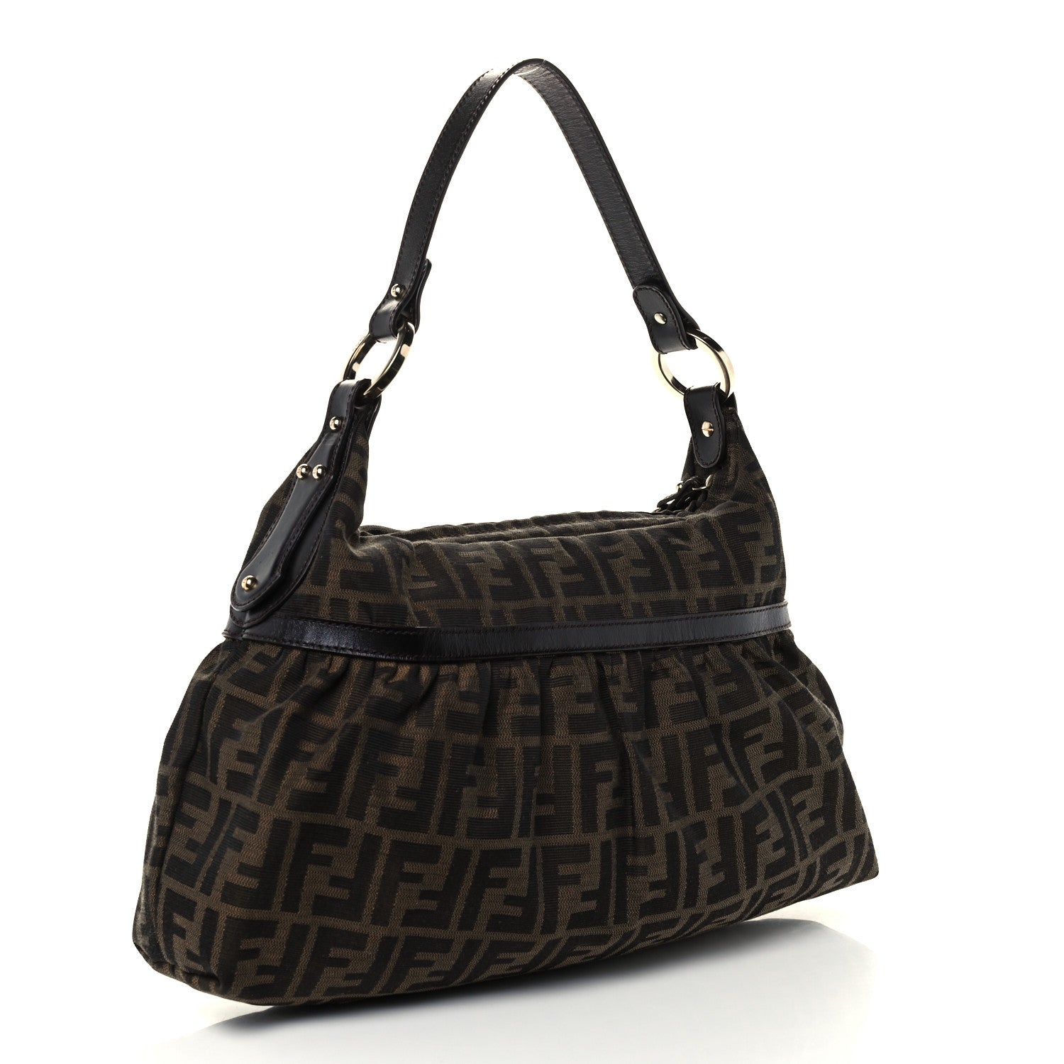 Fendi Zucca Cuoio Lucido Chef Hobo Tobacco Moro 2 of 10