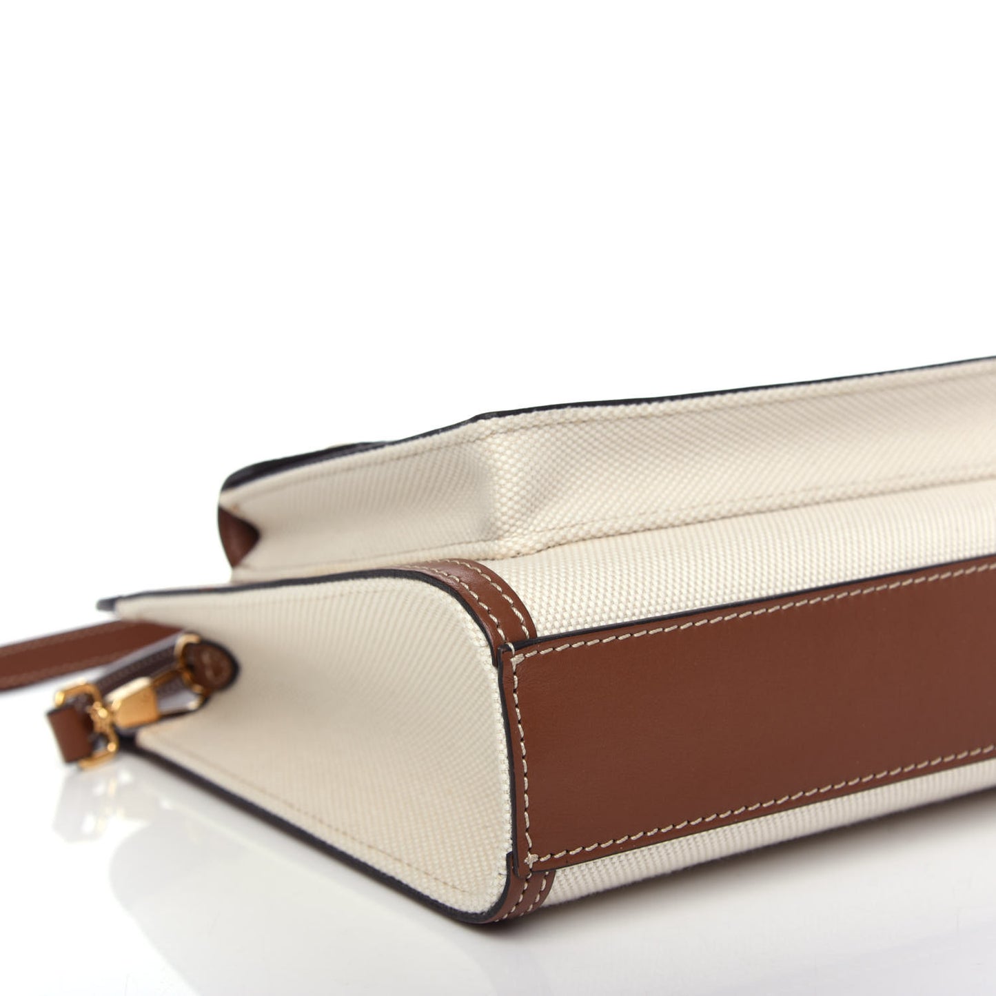 Canvas Smooth Calfskin Two Tone Mini Pocket Bag Natural Malt Brown