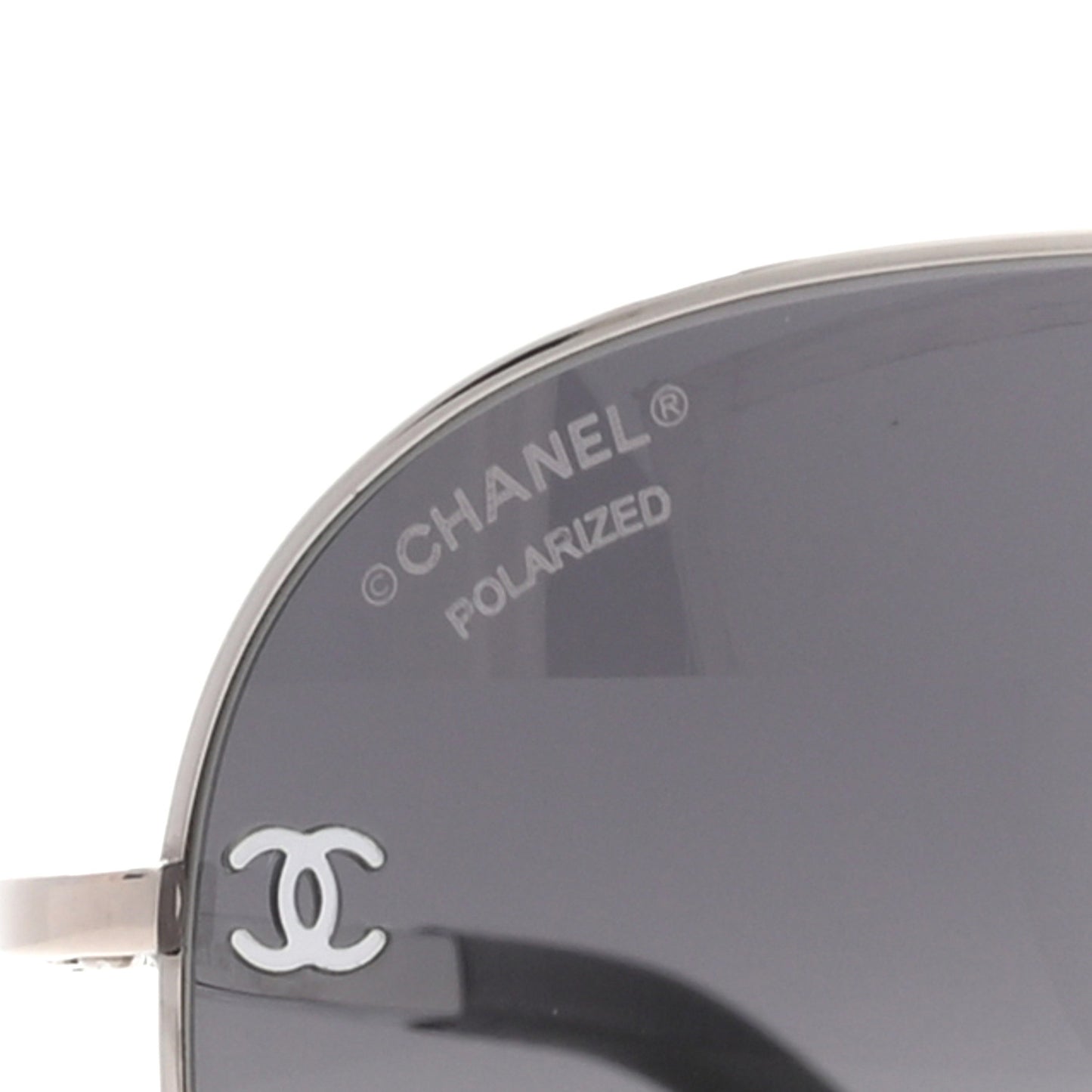Metal Polarized CC Aviator Sunglasses 4189-T-Q Silver