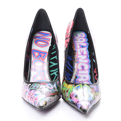 Balenciaga Chevre Classic Graffiti Knife Pointed 110mm Pumps 35 Black Multicolor 2 of 8