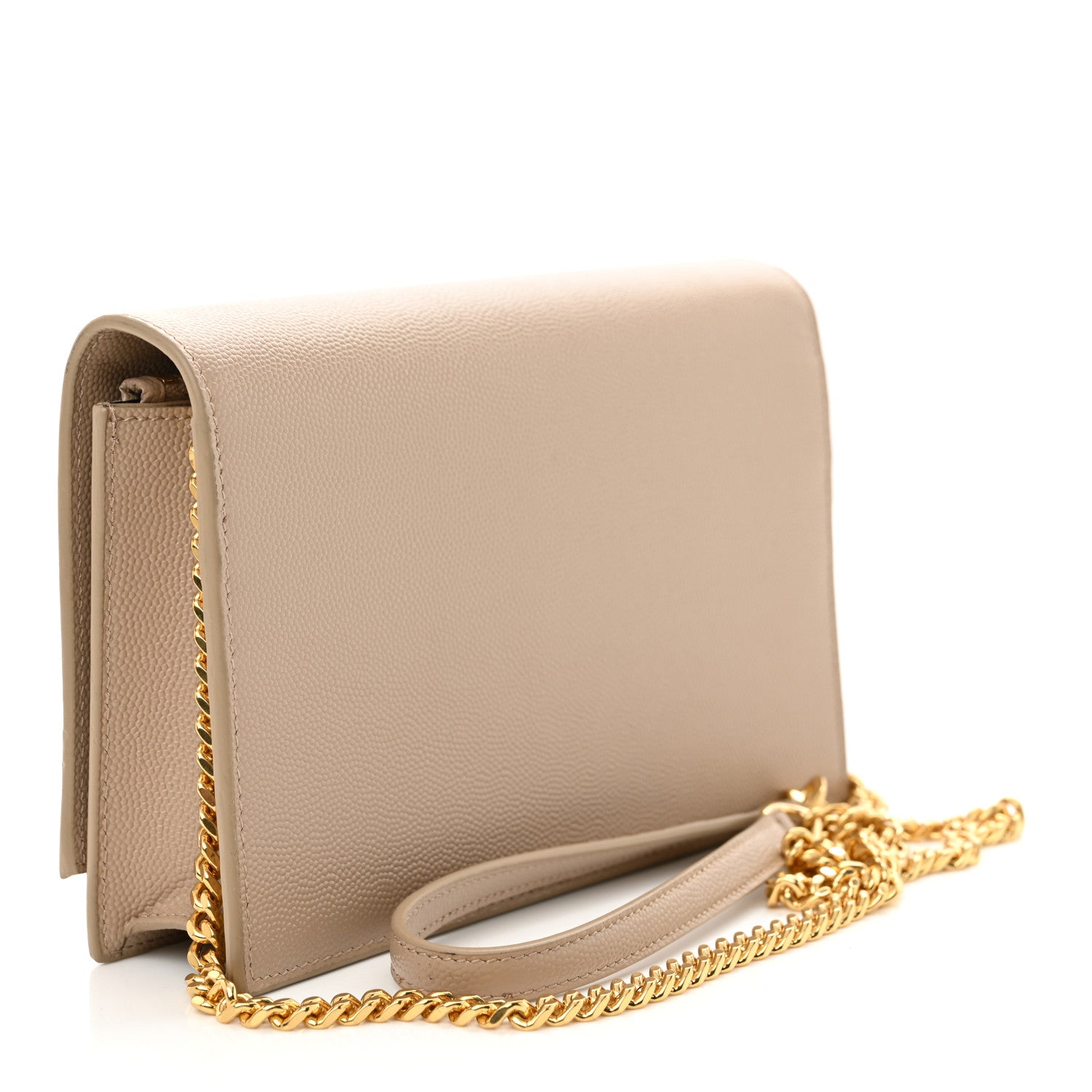 Saint Laurent Grain De Poudre Classic Monogram Kate Tassel Chain Wallet Dark Beige 3 of 12