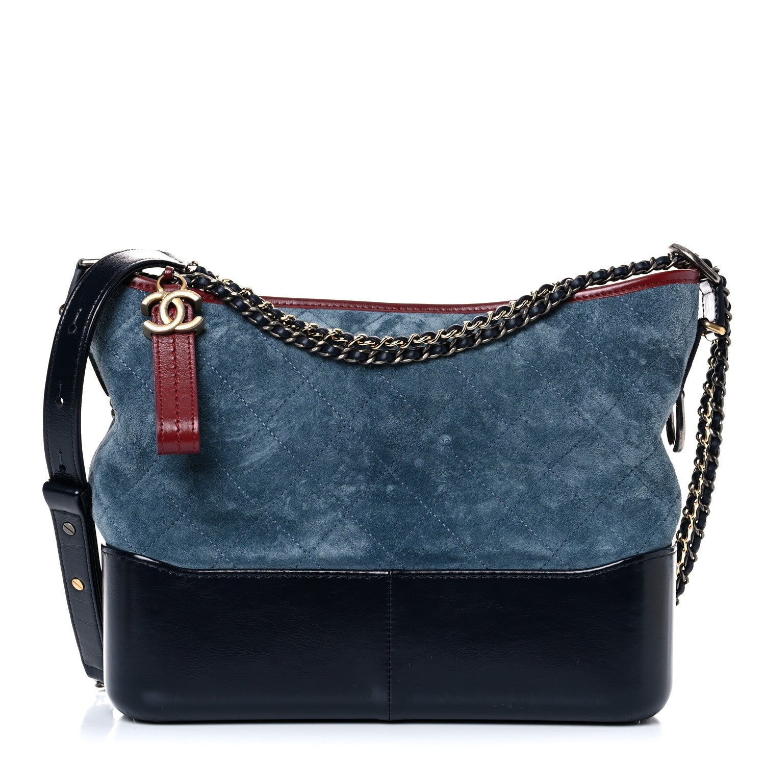 Chanel Suede Calfskin Quilted Medium Gabrielle Hobo Blue 1 of 15