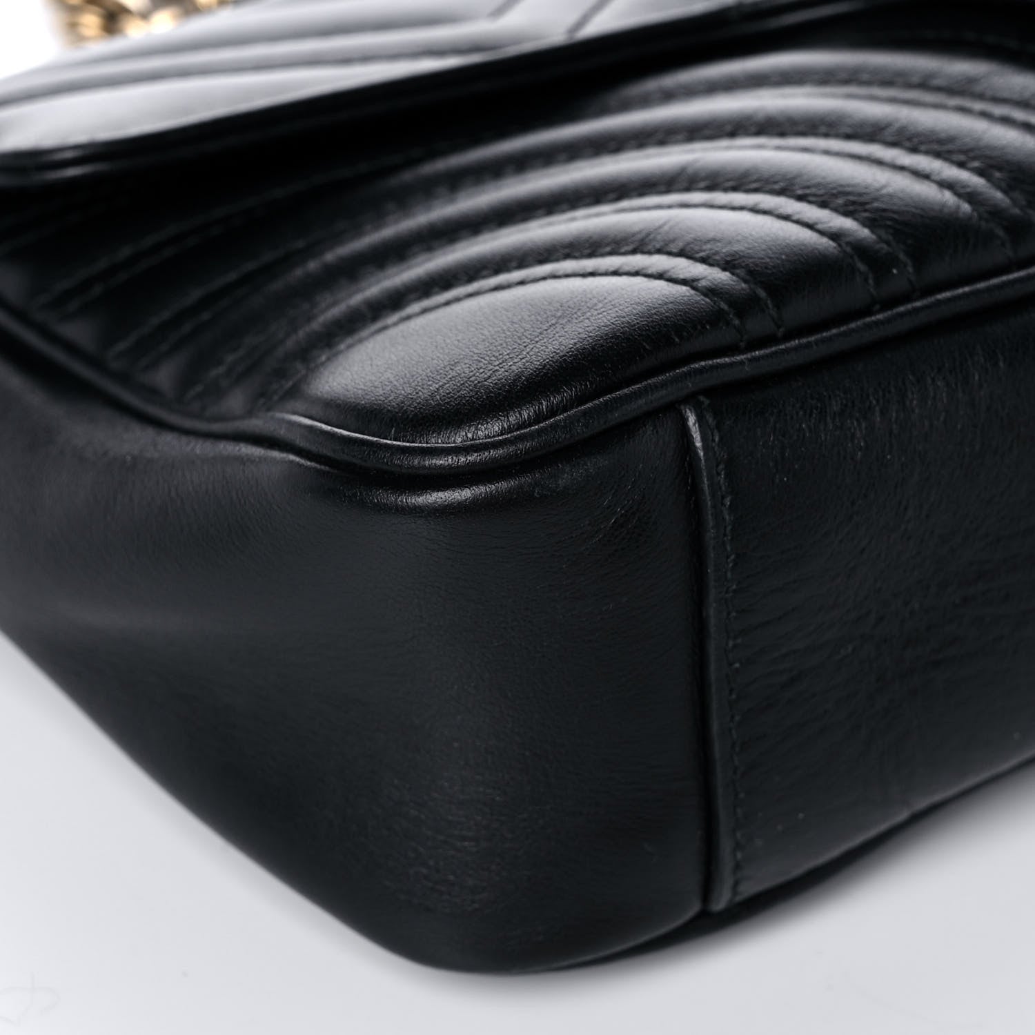 Gucci Calfskin Matelasse Small GG Marmont Shoulder Bag Black 10 of 11