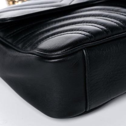 Gucci Calfskin Matelasse Small GG Marmont Shoulder Bag Black 10 of 11