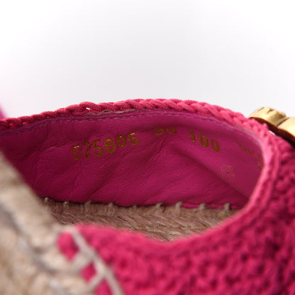 Gucci Cotton Crochet Pearly GG Ankle Wrap Platform Espadrille Wedges 36 Cyclamen Rose 10 of 10