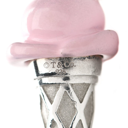 Tiffany Sterling Silver Enamel Ice Cream Cone Charm Pink 3 of 3