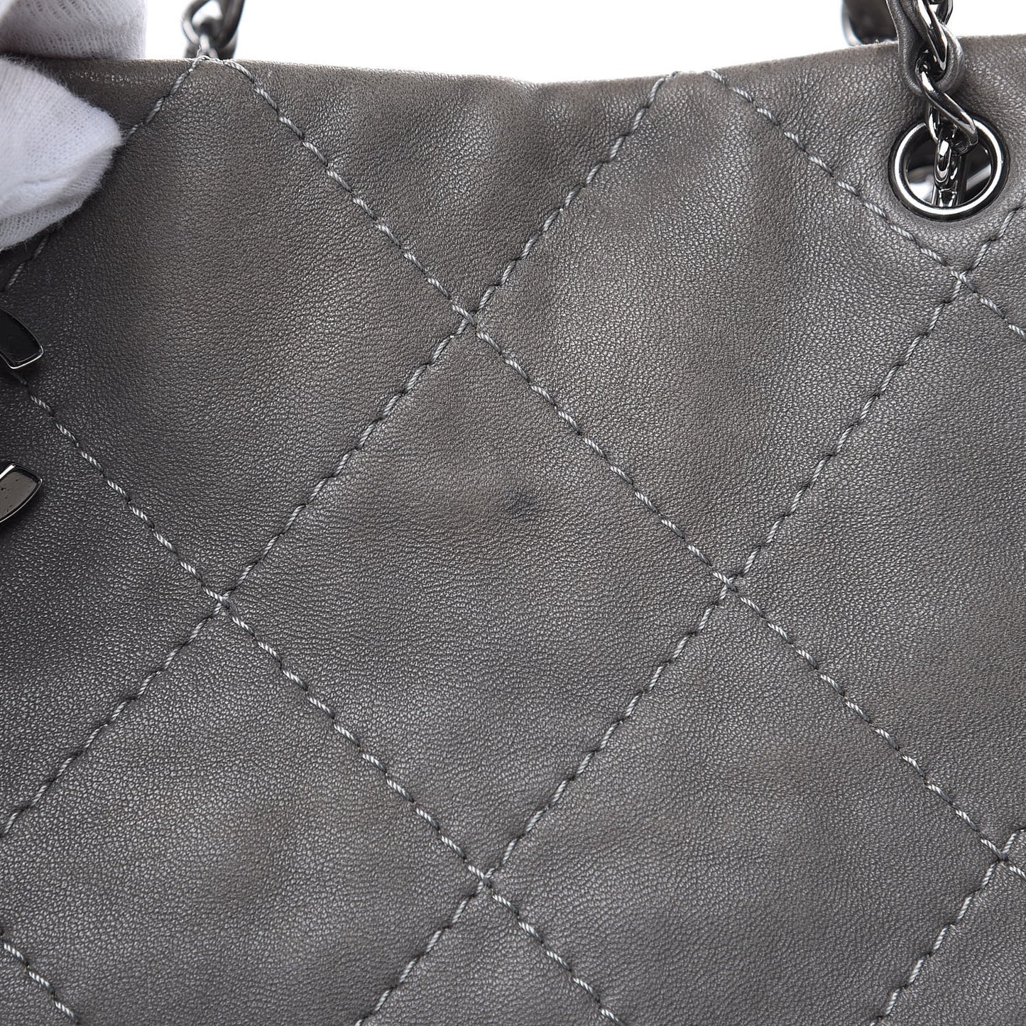 Calfskin Country Chic Stitched Hobo Grey