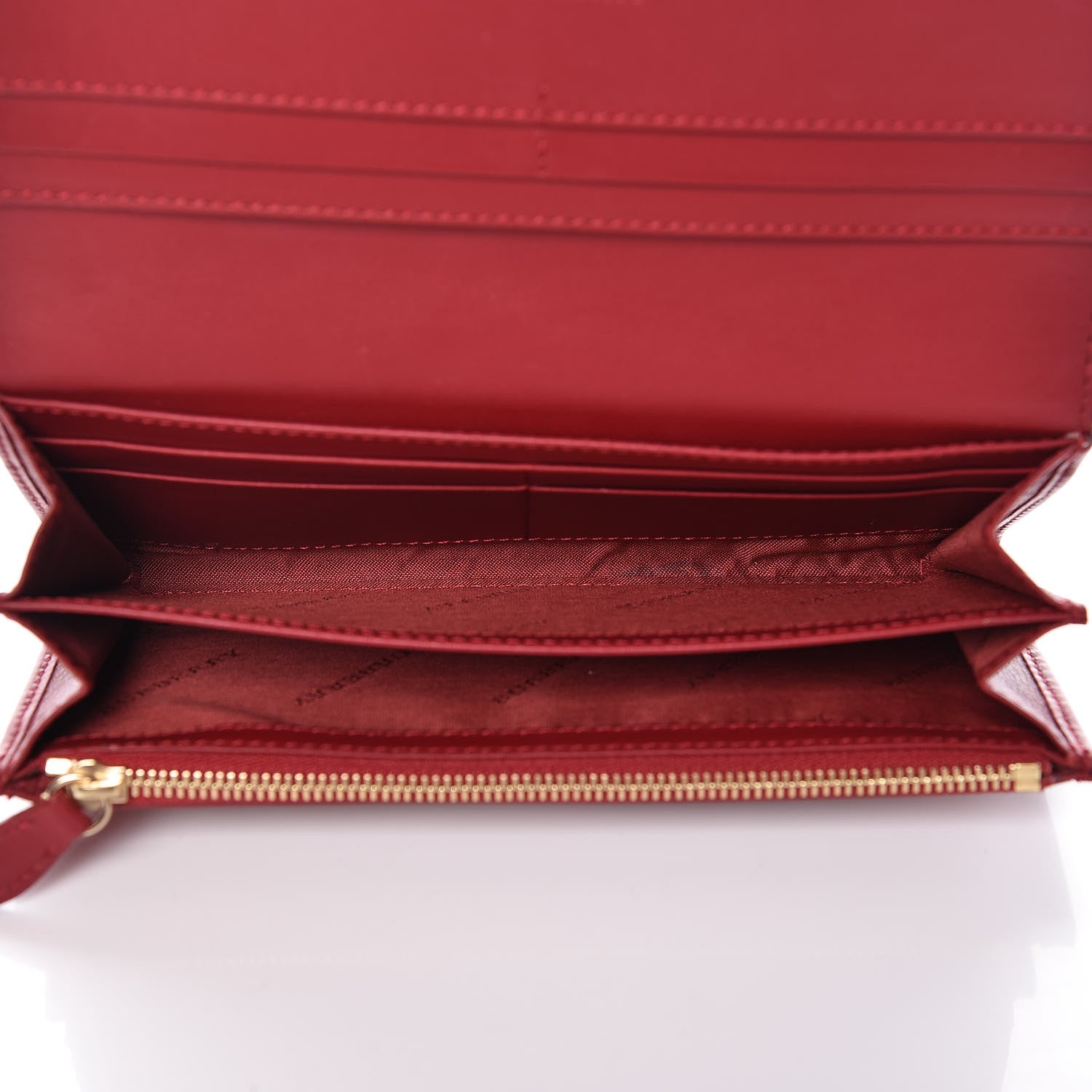 Burberry Calfskin House Check Continental Wallet Red 5 of 9