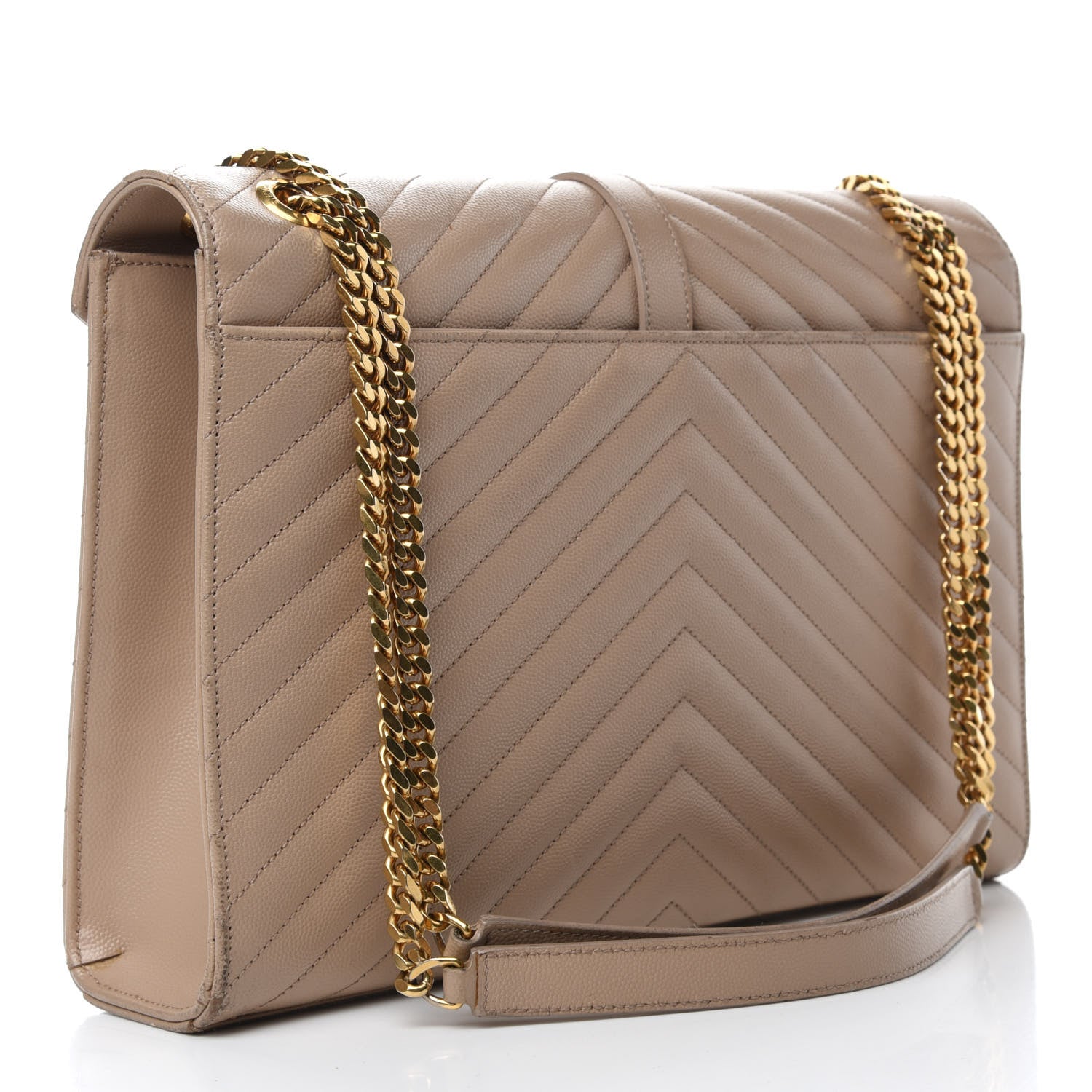 Saint Laurent Grain De Poudre Matelasse Chevron Large Monogram Satchel Beige 3 of 19