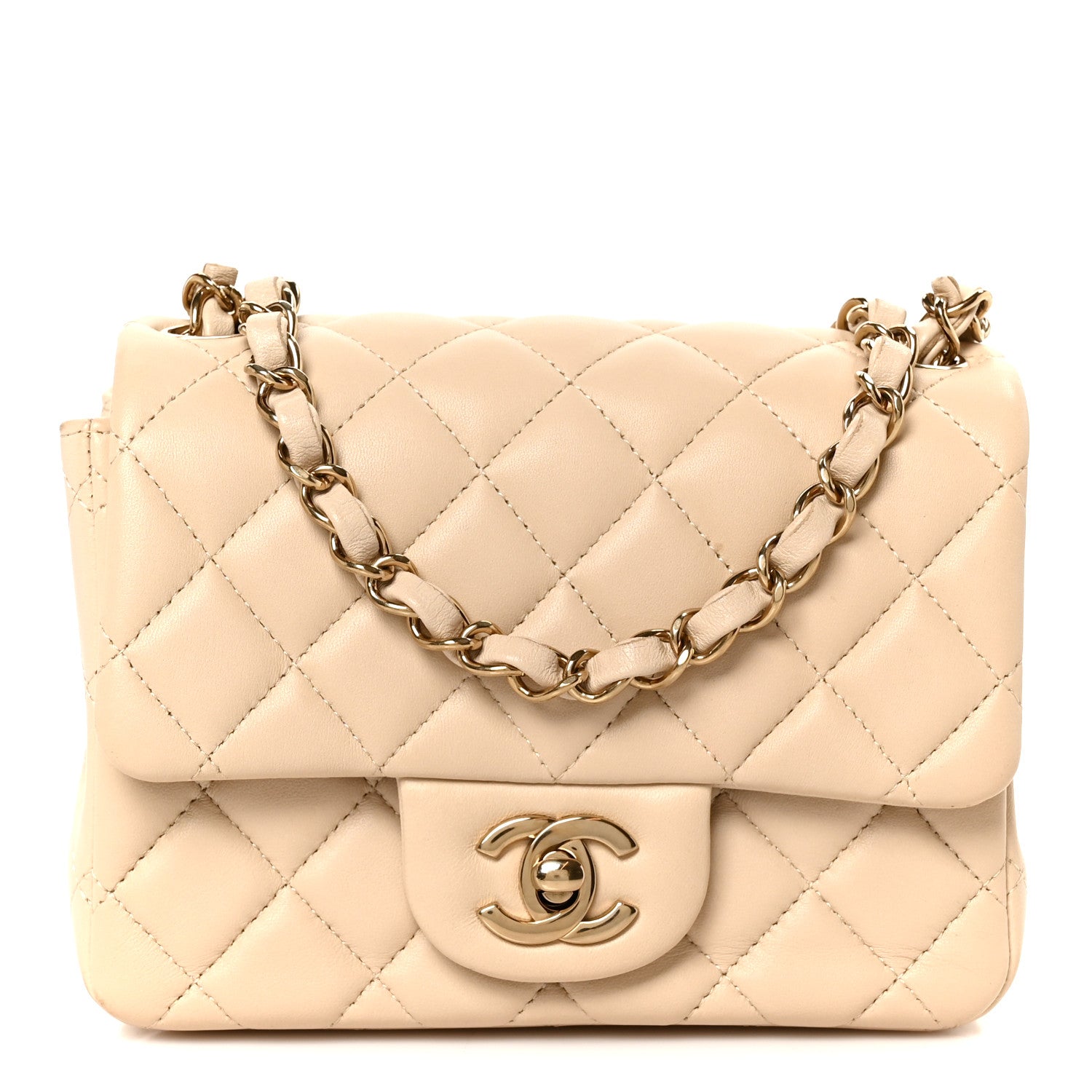 Chanel Lambskin Quilted Mini Square Flap Beige 1 of 12