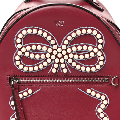 Fendi Vitello Liberty Pearl Romantic Bow Mini Backpack Black Cherry 8 of 10