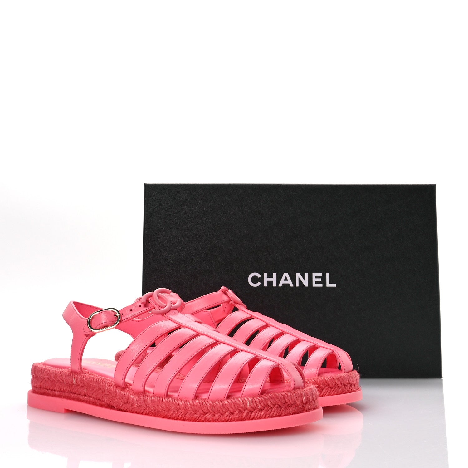 Chanel Lambskin Espadrille Sandals 39 Coral 9 of 10
