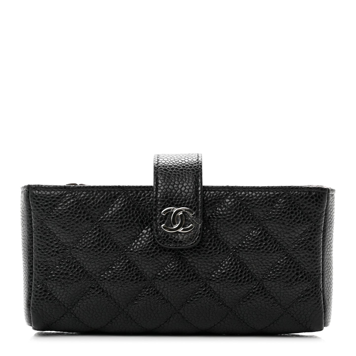 Caviar Quilted Mini Phone Holder Clutch Black
