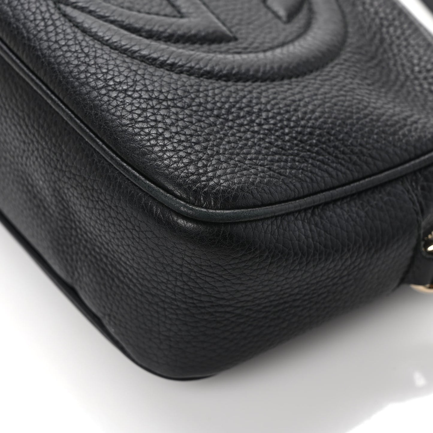 Pebbled Calfskin Small Soho Disco Bag Black