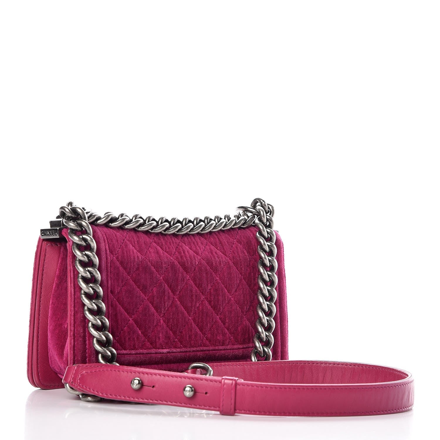 Chanel Velvet Quilted Small Boy Flap Fuchsia 3 of 11