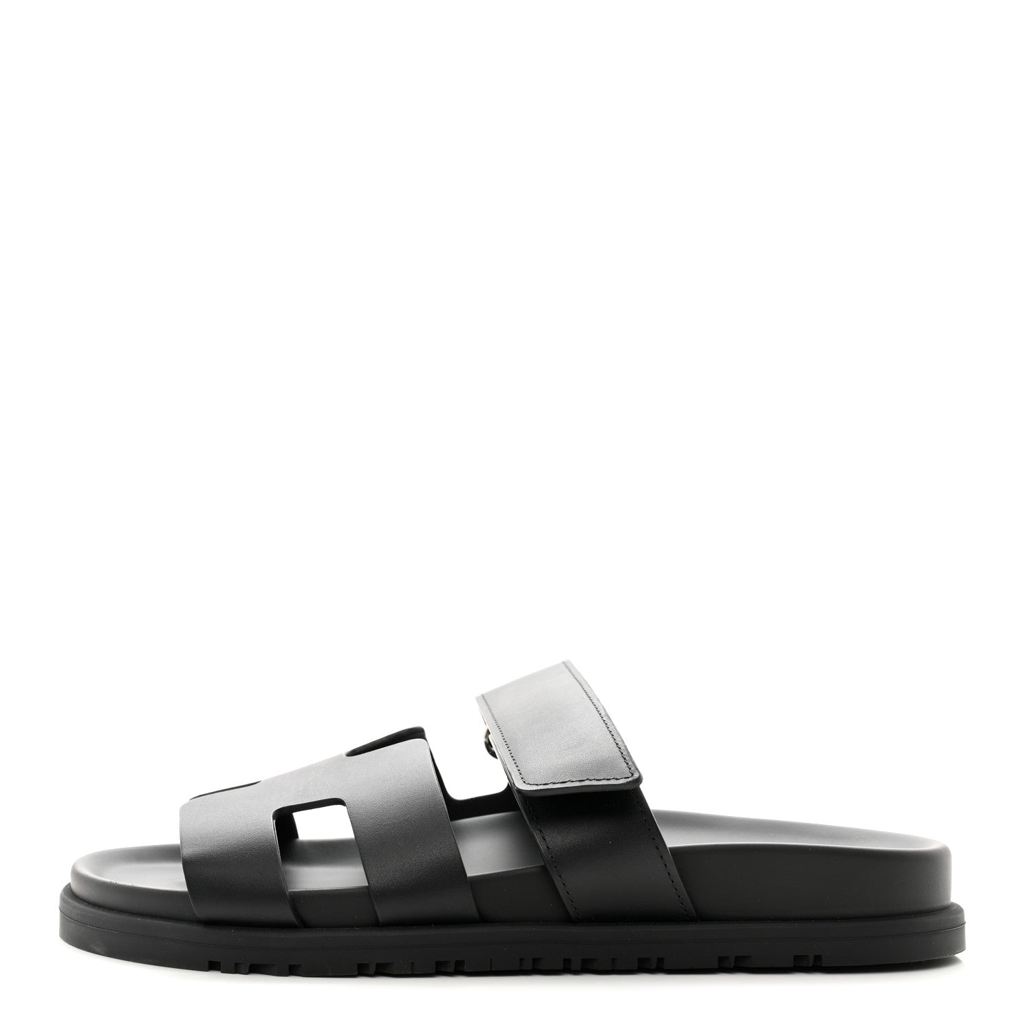 Hermes Calfskin Womens Chypre Sandals 37 Black 1 of 9