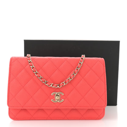 Chanel Caviar Quilted Bow Wallet On Chain WOC Orange 11 of 11