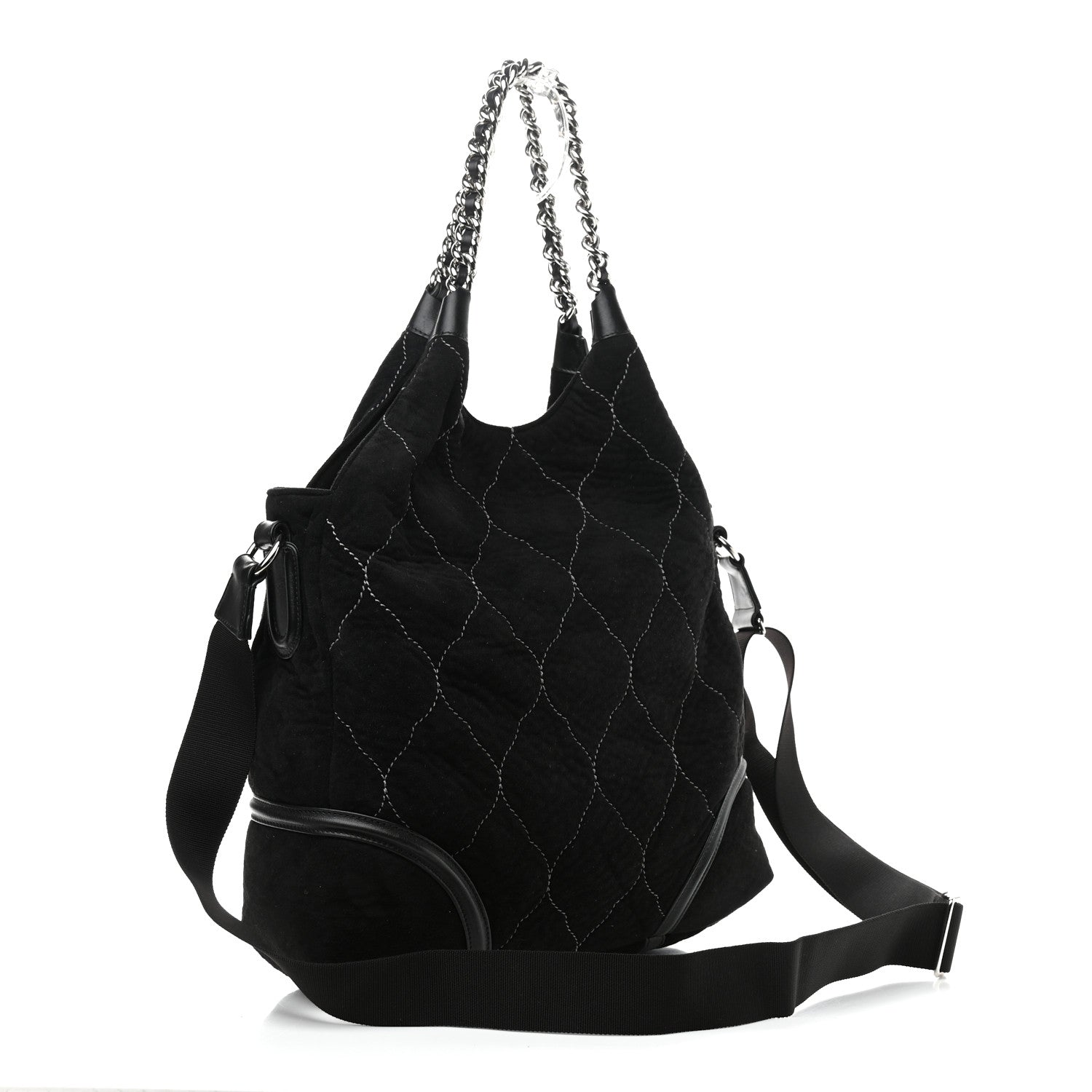 Chanel Microsuede Quilted Rodeo Drive Hobo Black 2 of 9