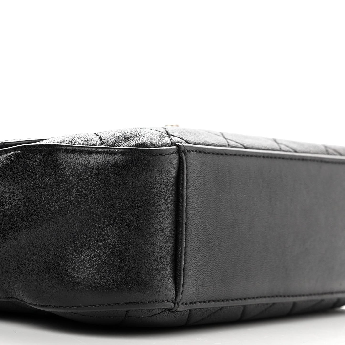 Lambskin Quilted Chain Infinity Top Handle Flap Black