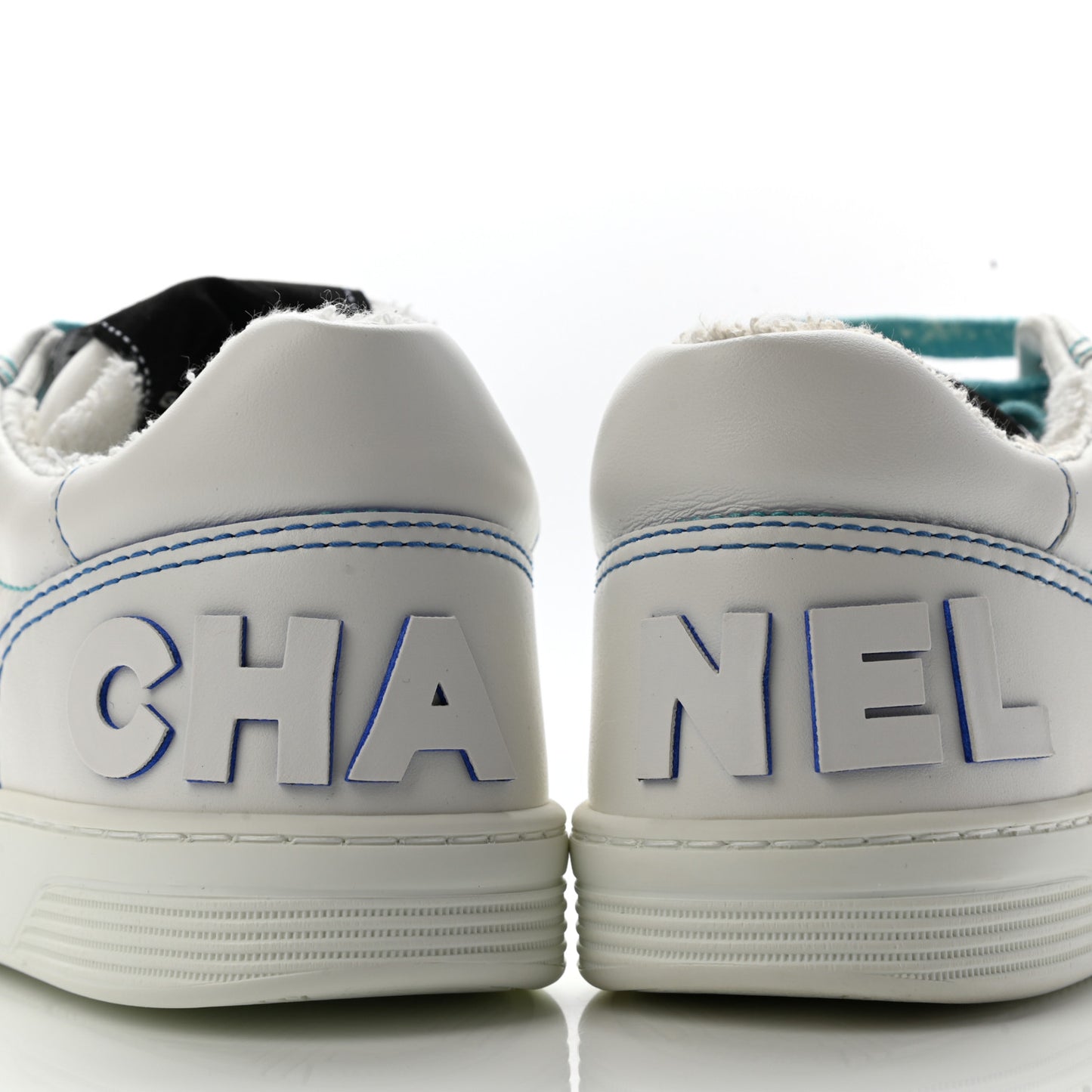 Calfskin Womens Logo Sneakers 36.5 White Blue