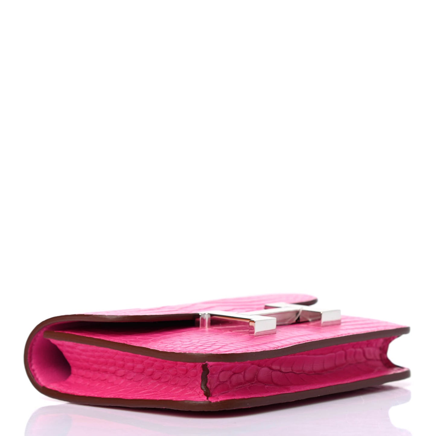 Matte Alligator Constance Slim Wallet Rose Shocking