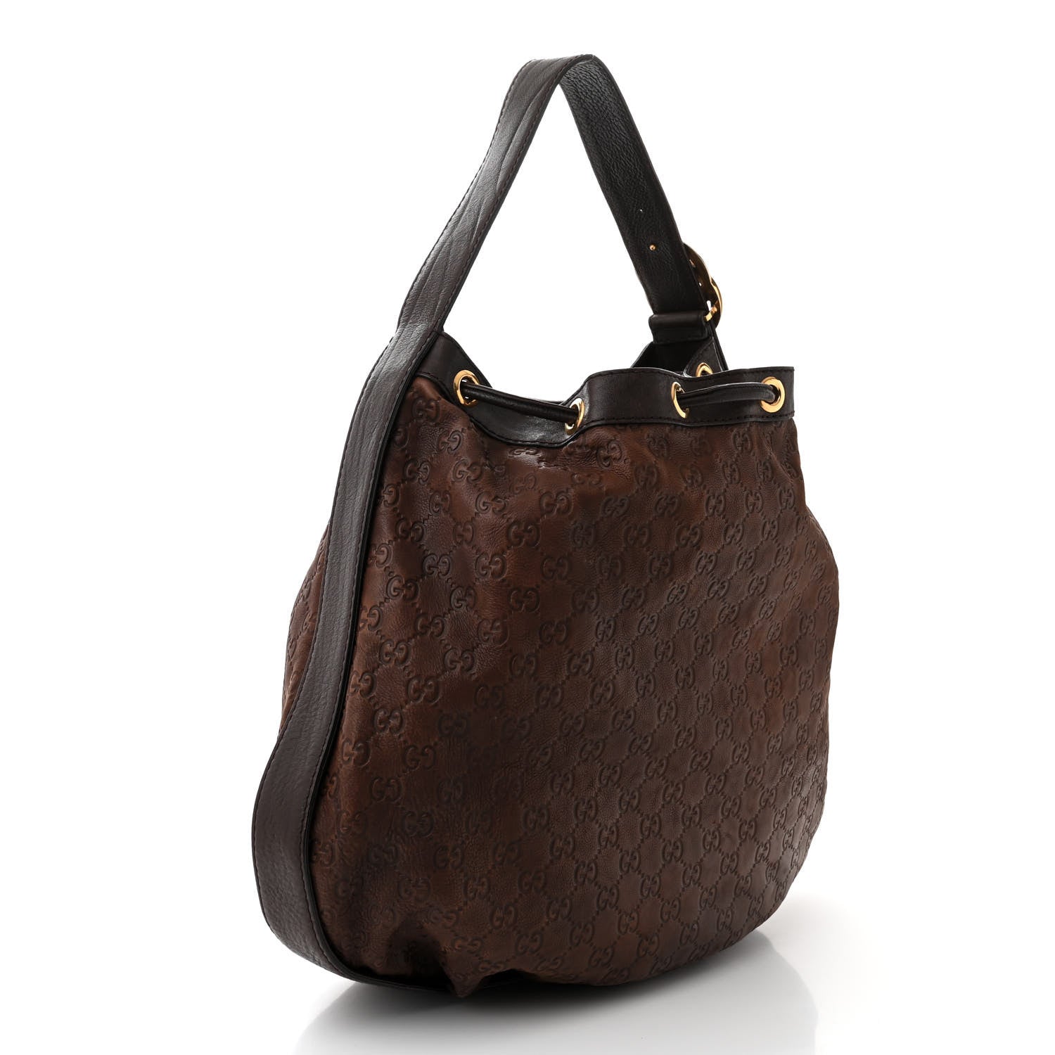Gucci Guccissima Medium Interlocking Icon Shoulder Bag Dark Brown 3 of 10