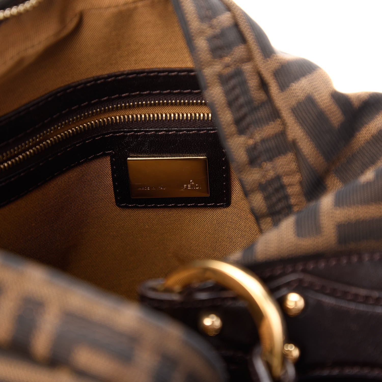 Fendi Zucca Cuoio Lucido Chef Hobo Tobacco Moro 6 of 8