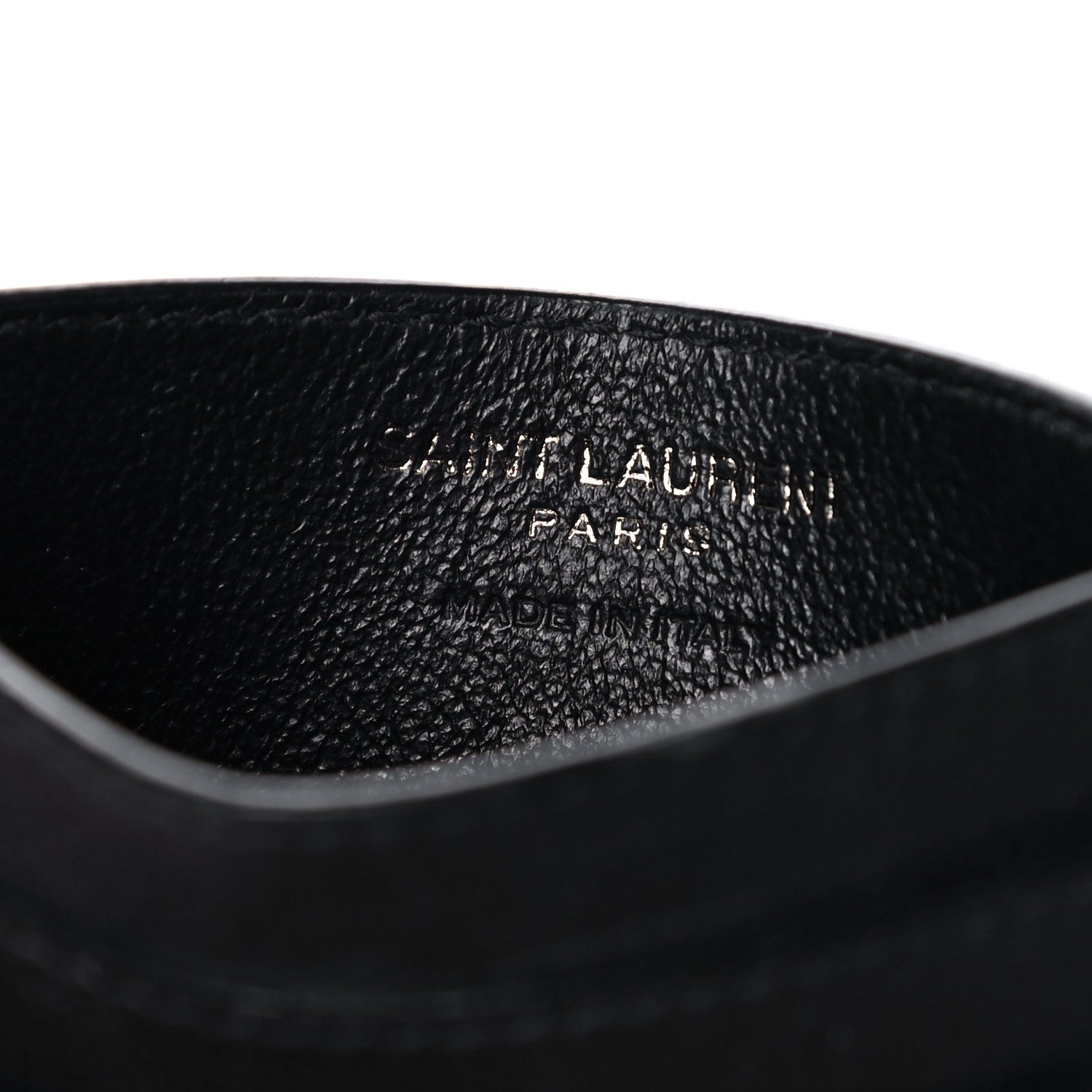 Saint Laurent Calfskin Crocodile Embossed Monogram Credit Card Case Black 6 of 11