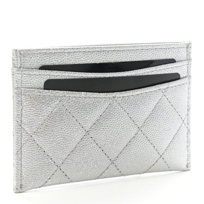Chanel Glittered Metallic Caviar Quilted Card Holder Silver 3 of 8