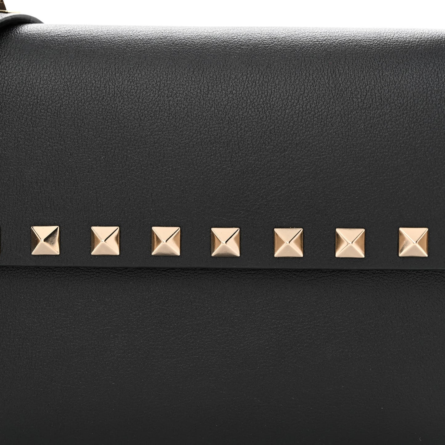Grainy Calfskin Rockstud Crossbody Pouch Black