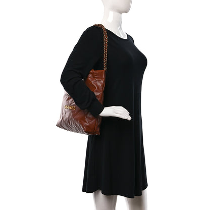 Chanel Shiny Calfskin Quilted Small Chanel 22 Camel 2 of 10