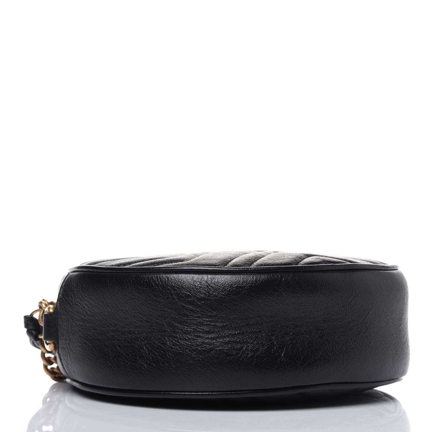 Gucci Azalea Calfskin Matelasse Heart Mini GG Marmont Round Shoulder Bag Black 4 of 13