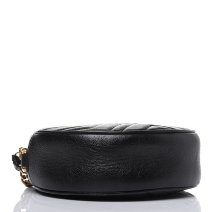 Gucci Azalea Calfskin Matelasse Heart Mini GG Marmont Round Shoulder Bag Black 4 of 13