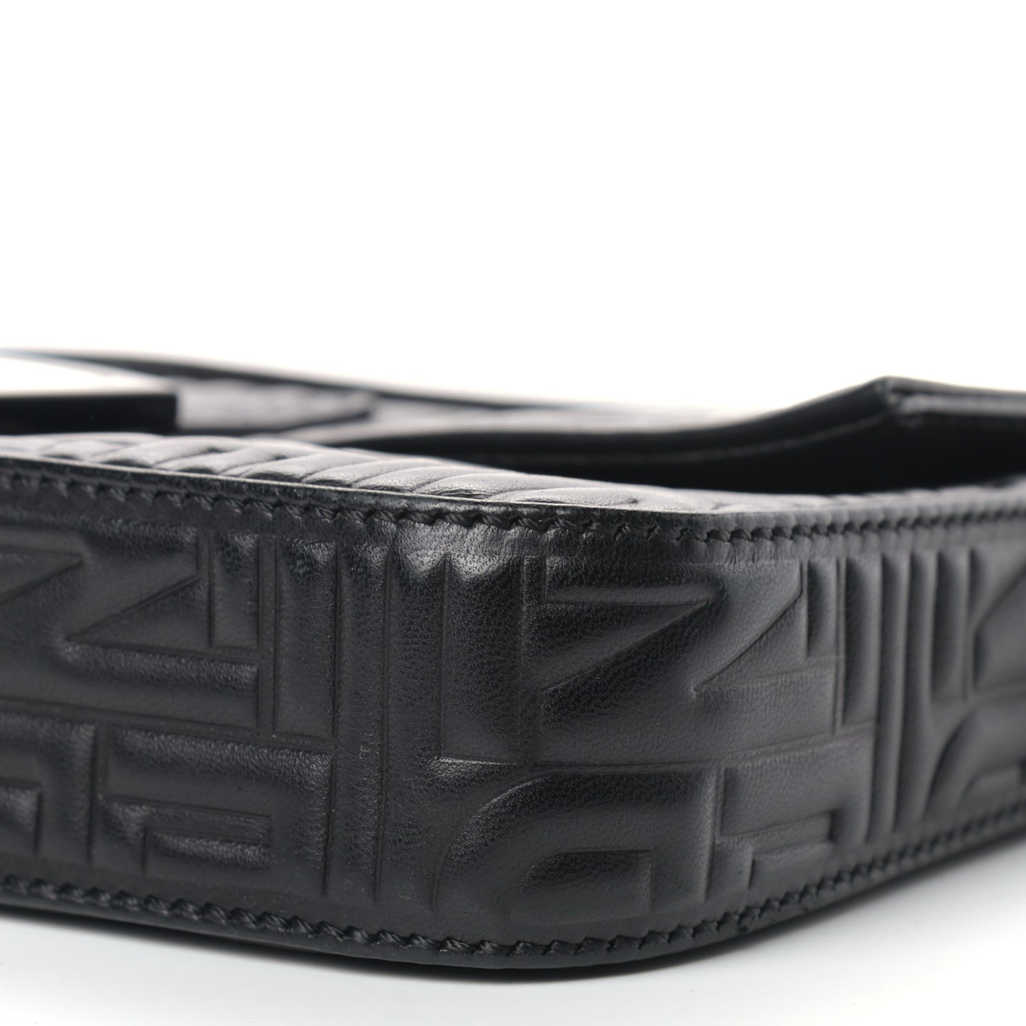 Nappa Logo Embossed Baguette Black