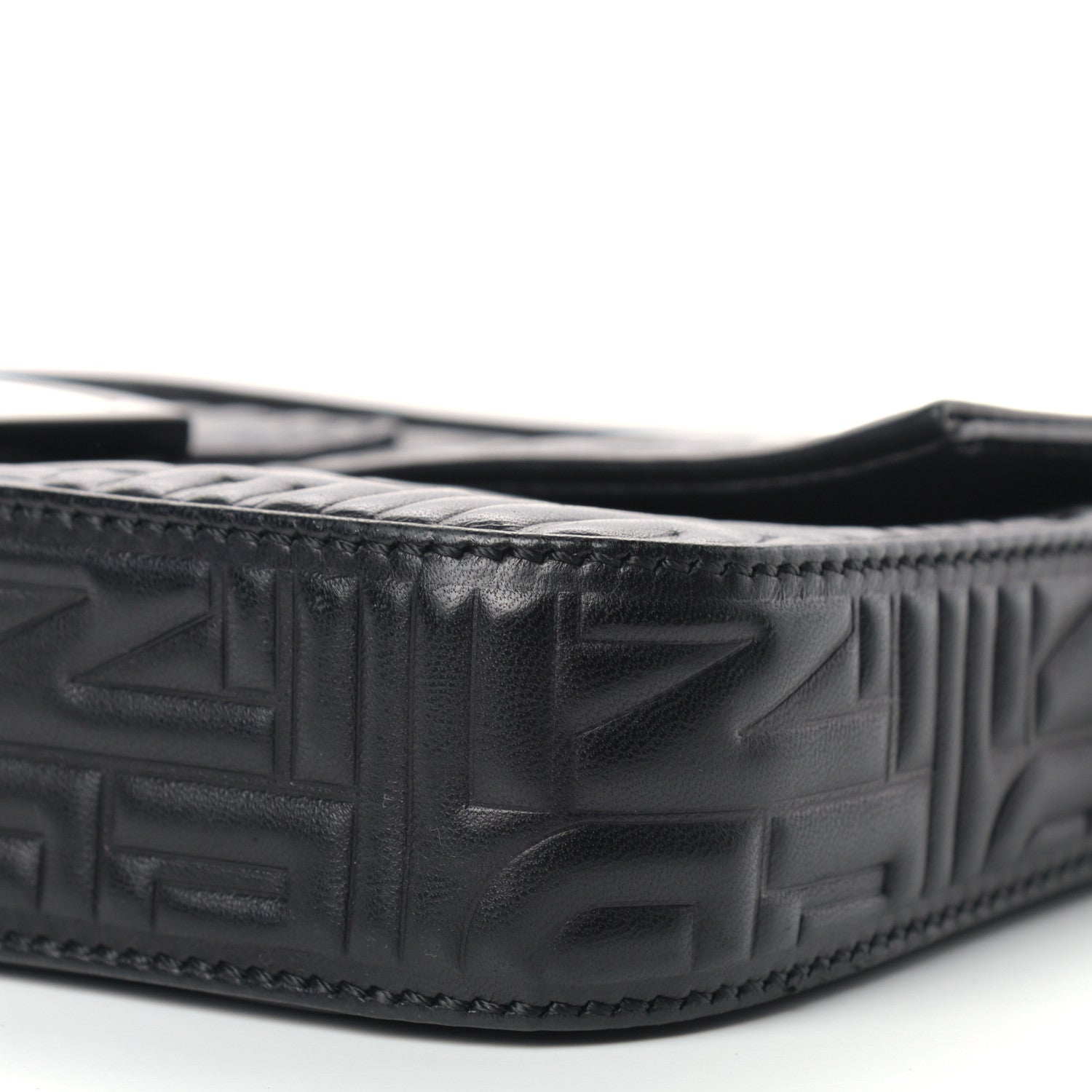 Fendi Nappa Logo Embossed Baguette Black 8 of 10