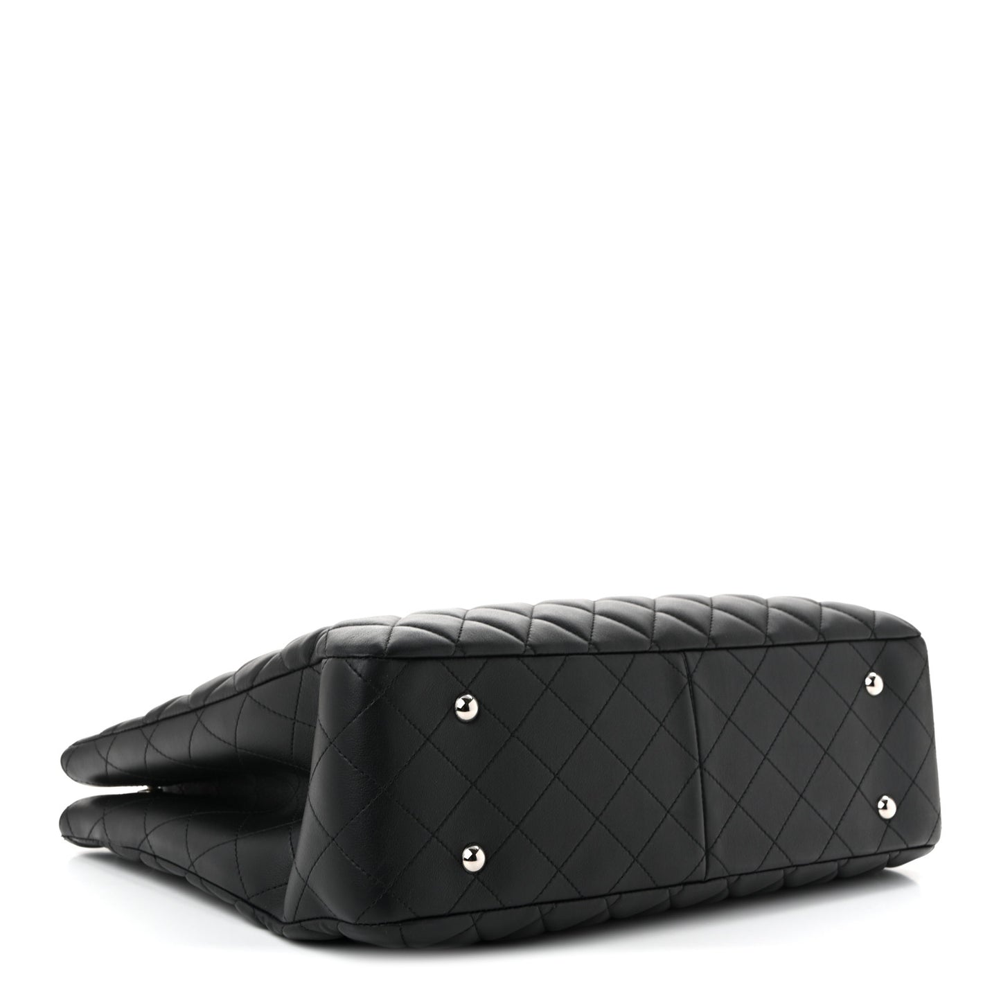 Calfskin Quilted Large Classic Shopping Tote Black