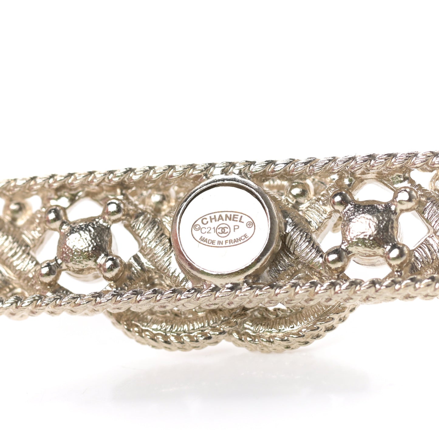 Pearl Crystal CC Hair Clip Barrette Gold