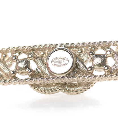 Chanel Pearl Crystal CC Hair Clip Barrette Gold 3 of 3