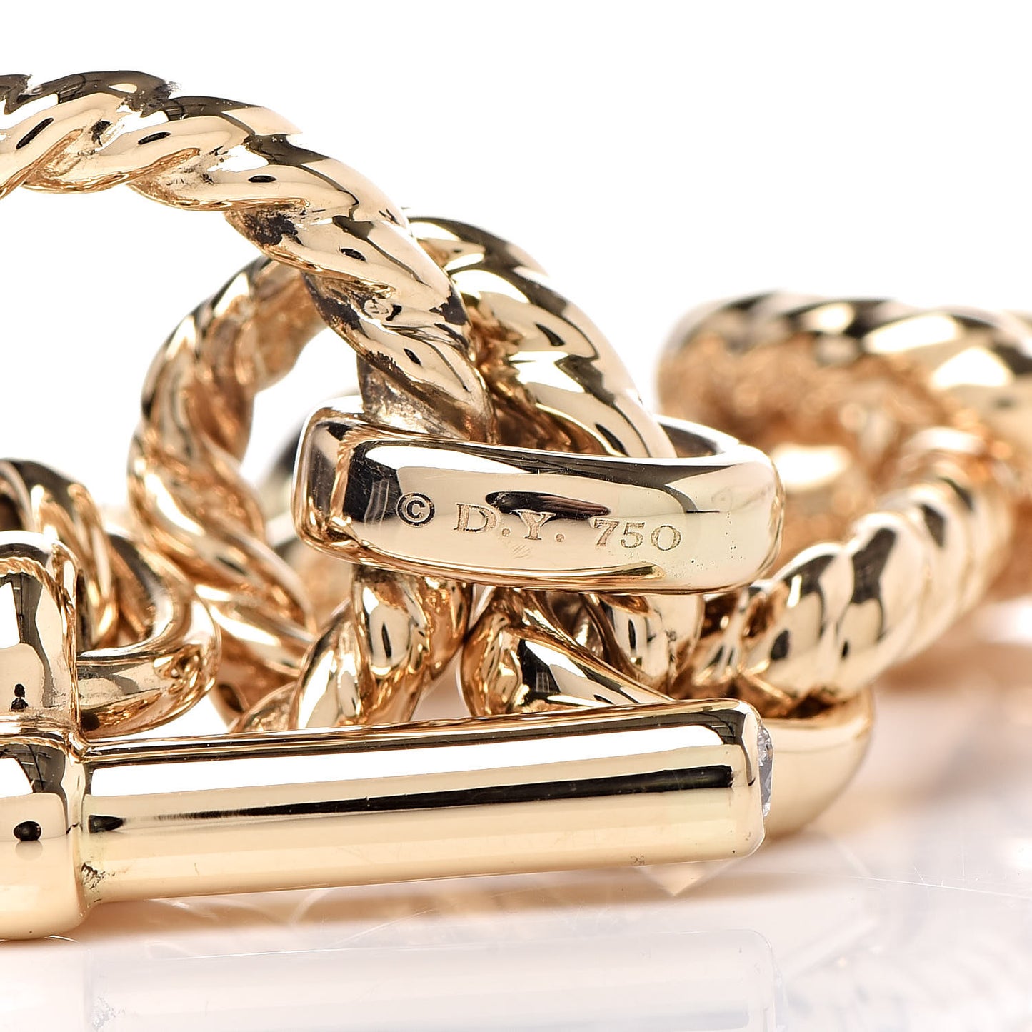 18K Yellow Gold Diamond 12.5mm Cushion Link Bracelet