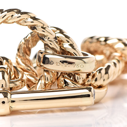 David Yurman 18K Yellow Gold Diamond 12.5mm Cushion Link Bracelet 4 of 5