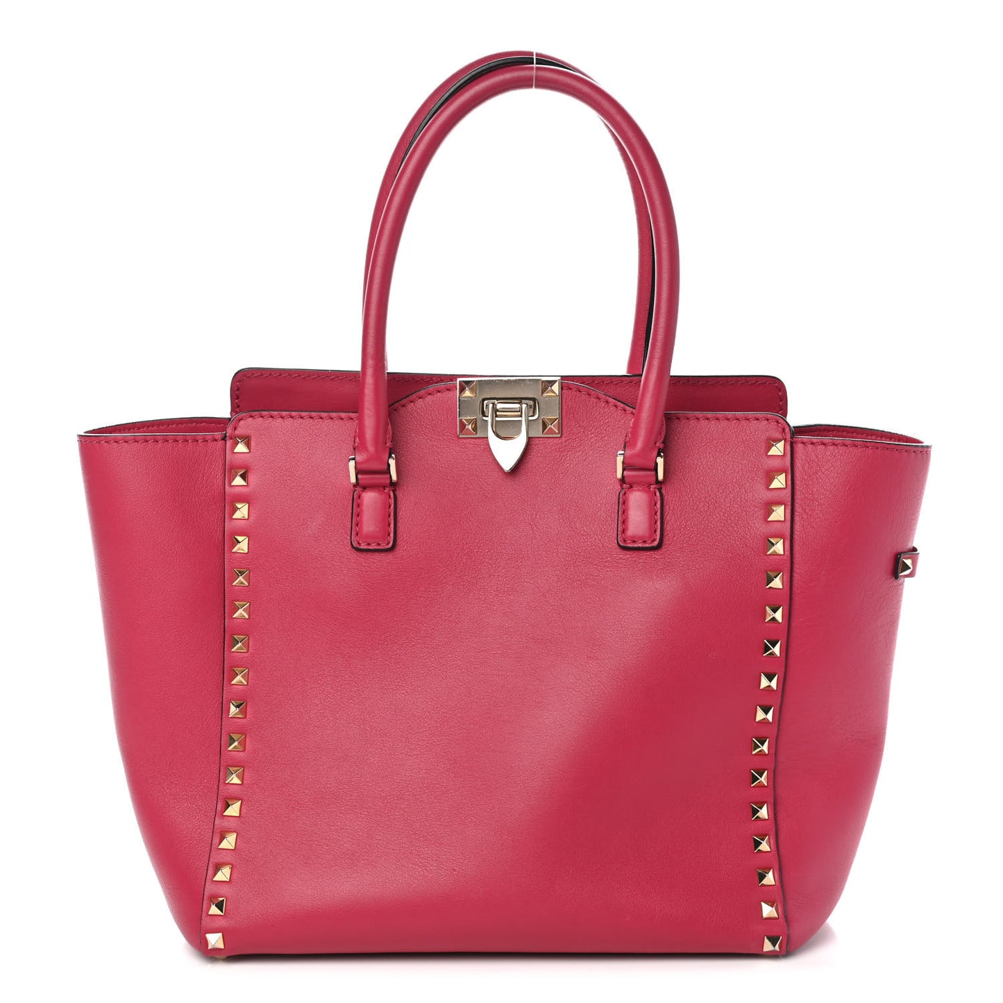 Vitello Rockstud Double Handle Tote Dark Pink