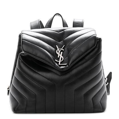 Saint Laurent Calfskin Y Quilted Monogram Small Loulou Backpack Black 1 of 10