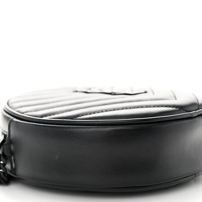 Saint Laurent Calfskin Matelasse Chevron Round Vinyle Camera Bag Black 8 of 9