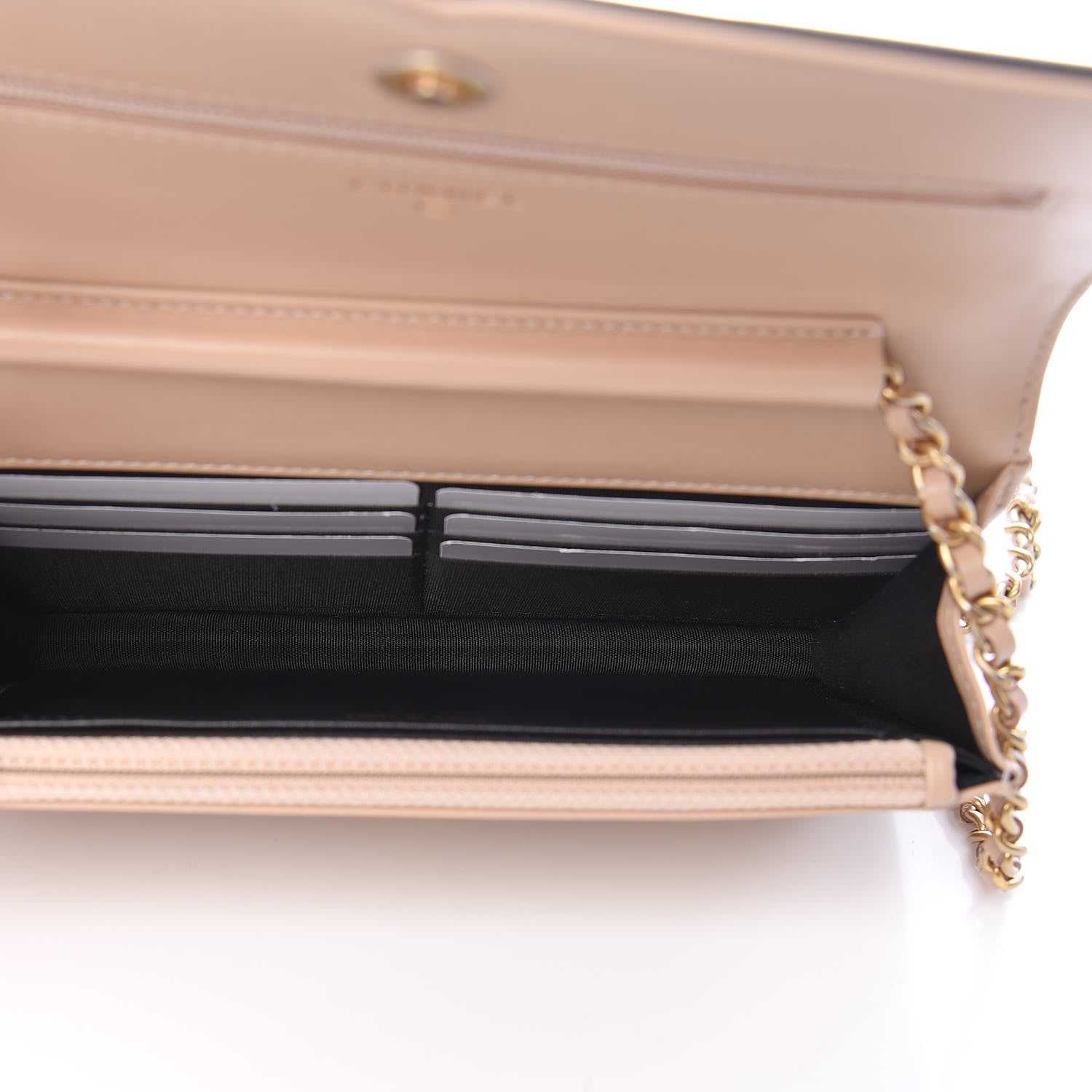 Chanel Caviar Quilted CC Filigree Wallet On Chain WOC Beige Black 5 of 11