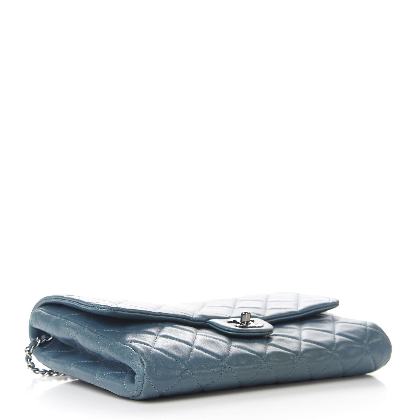 Lambskin Quilted Clutch With Chain Flap Turquoise